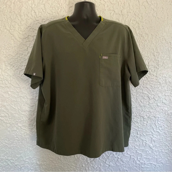 Men’s Figs Leon Three-Pocket Scrub Top Healthcare Nursing Size 3XL Green - Picture 2 of 8
